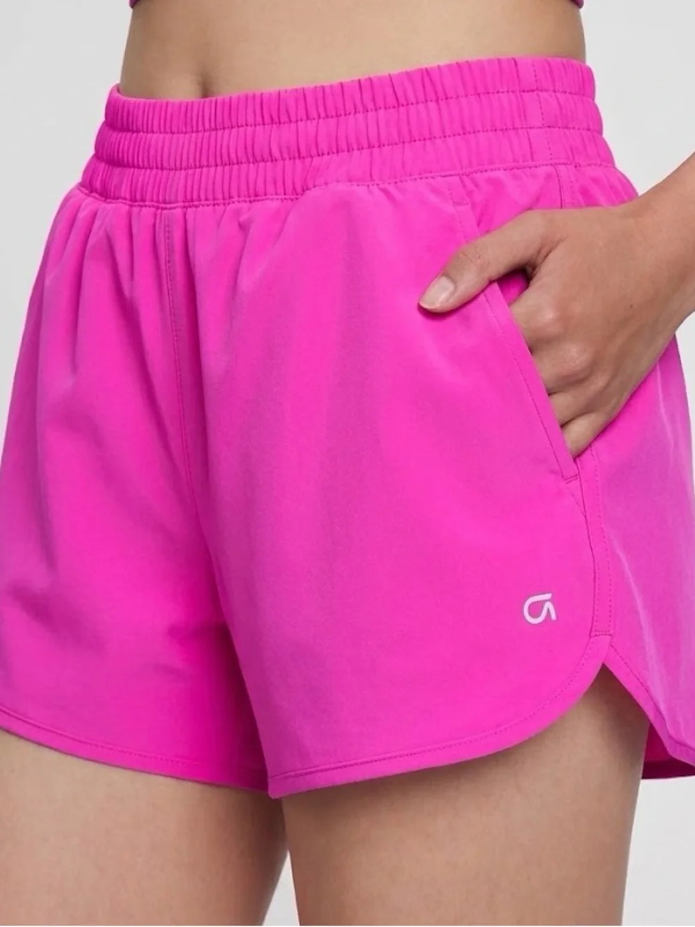 GapFit High Rise Running Shorts Hot Pink Breathable Athletic Barbiecore Large - Picture 1 of 11